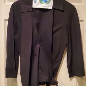 Banana Republic Black Wrap Around Blouse w/demi sleeves
